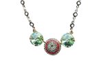 Mariana Necklace Pendant Lovely Trio Chrysolite, Lt Amethyst & Siam Austrian Crystals Gaea Odyssey 2018 Coll.