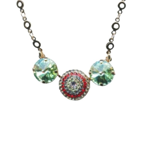 Mariana Necklace Pendant Lovely Trio Chrysolite, Lt Amethyst & Siam Austrian Crystals Gaea Odyssey 2018 Coll.