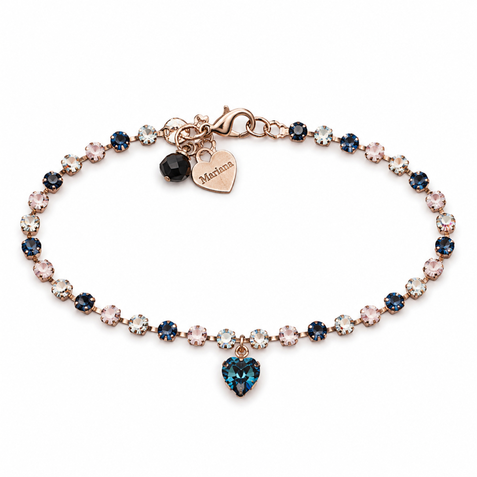 B-4100-1-1118-RG Bracelet By Mariana Woman Lovely Montana and Pink Opal Swarovski Crystals - Image 1