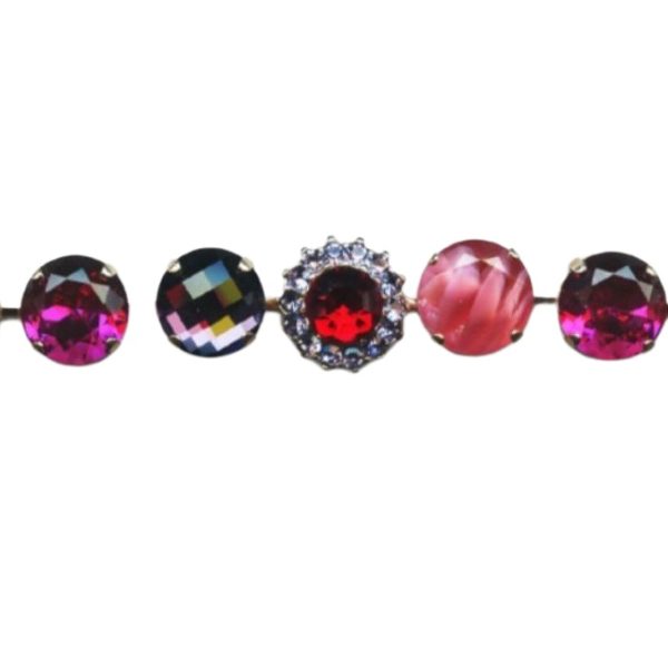 Mariana Bracelet Floral & Charms in Siam, Fuchsia, Purple Velvet & Peach Austrian Crystals Xenia Odyssey 2018 Coll.