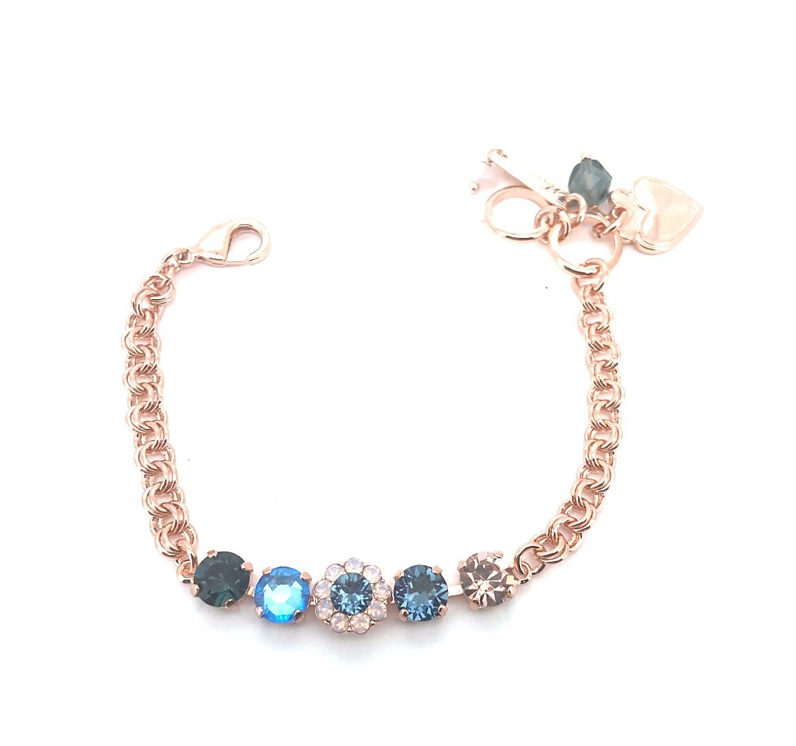 B-4352-2-1118-RG (1) Bracelet By Mariana Blue Morpho My Butterfly Coll. Adorable Blues, Vintage Rose & Pink Opal Austrian Crystals - Image 1