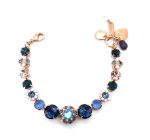 Bracelet By Mariana Woman Glamorous Montana Blue and Lt Peach Swarovski Crystals
