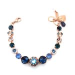 Bracelet By Mariana Woman Glamorous Montana Blue and Lt Peach Swarovski Crystals