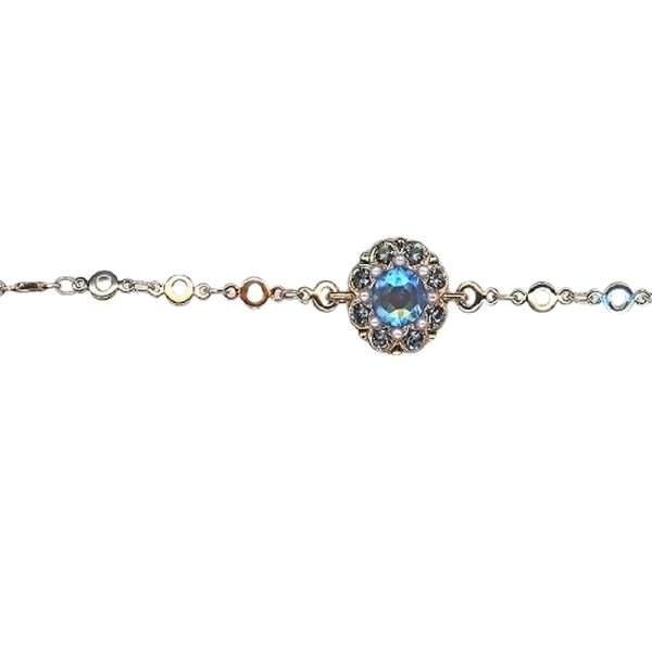 Mariana Bracelet Gorgeous Floral & Charms in Montana Blue, Lt Sapphire & Pink Pearl Austrian Crystals Blue Morpho My Butterfly Coll.