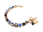 Bracelet By Mariana Woman Floral Montana Blue and  Light Peach Swarovski Crystals - Image 2
