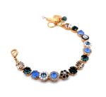 Bracelet By Mariana Woman Floral Montana Blue and  Light Peach Swarovski Crystals - Image 3
