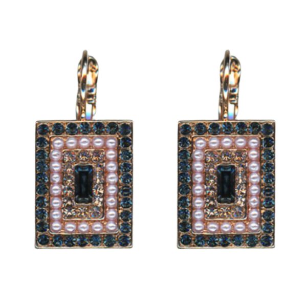 Mariana Earrings Fashionable Montana Blue, Pink Pearl & Lt Peach Austrian Crystals Blue Morpho My Butterfly Coll.