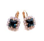 Mariana Earrings Stunning Montana Blue & Pink Opal Austrian Crystals Blue Morpho My Butterfly Coll.