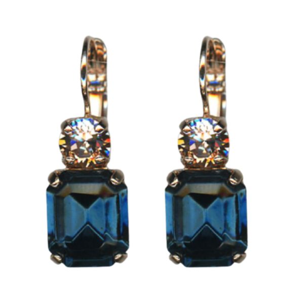 Mariana Earrings Emerald Cut Montana Blue & Moonlight Austrian Crystals Blue Morpho My Butterfly Coll.