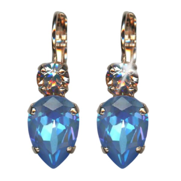 Mariana Earrings Elegant Caribbean Blue Opal & Vintage Rose Austrian Crystals Blue Morpho My Butterfly Coll.