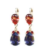 Mariana Earrings Exquisite Dangling Peach, Purple Velvet & Siam Austrian Crystals Xenia Odyssey 2018 Coll. - Image 2
