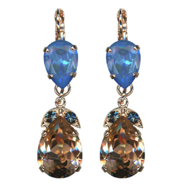 Mariana Earrings Exquisitely Elegant Blue Opal, Light Peach & Montana Blue Austrian Crystals Blue Morpho My Butterfly Coll.