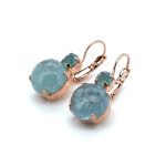 Earrings By Mariana Woman Lovely Aquamarine Mineral and Opal Swarovski Crystals - Image 2