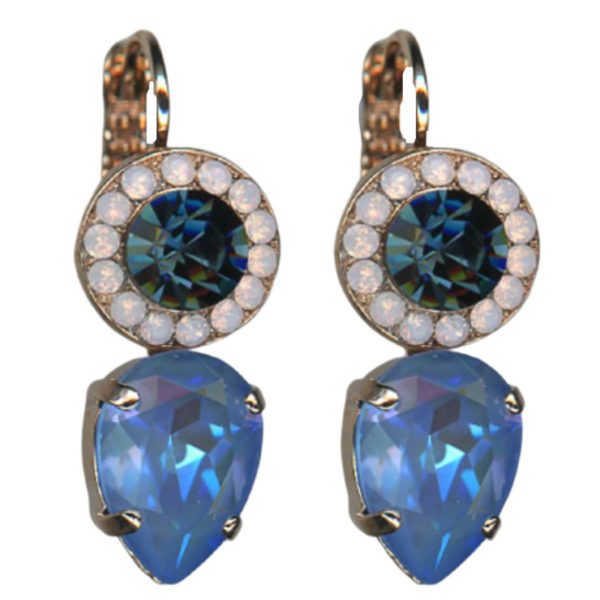 Mariana Earrings Sophisticated Caribbean Blue Opal, Montana & Pink Opal Austrian Crystals Blue Morpho My Butterfly Coll.