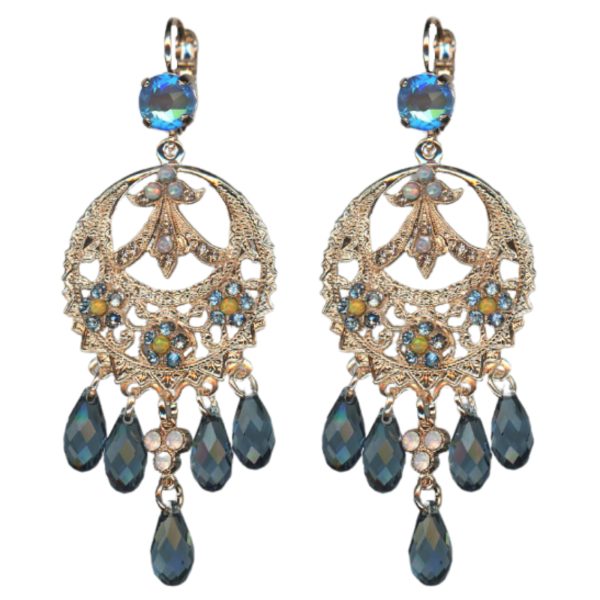 Earrings By Mariana Woman Drop Blues and Pink Opal Swarovski Crystals