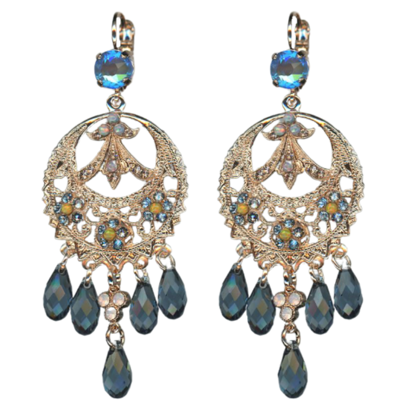 E-1043-1-1118-RG6 (1) Earrings By Mariana Woman Drop Blues and Pink Opal Swarovski Crystals - Image 1