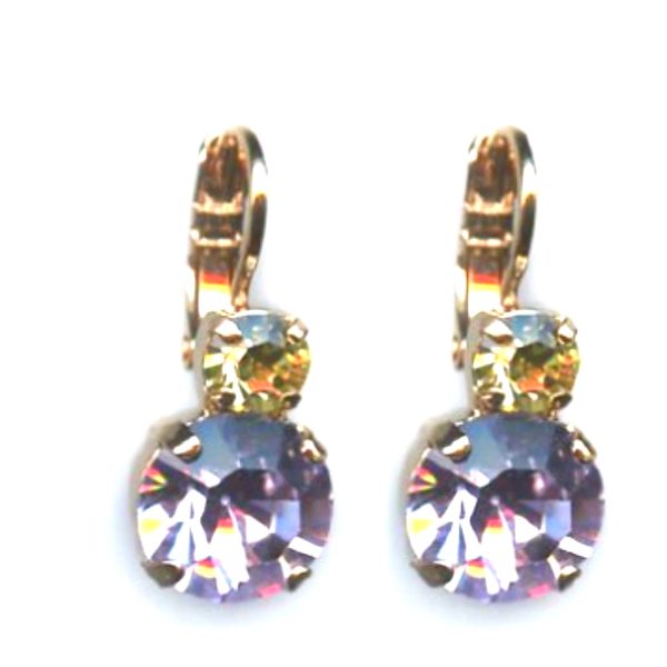 Mariana Earrings Dainty Light Amethyst & Jonquil  Austrian Crystals Gaea Odyssey 2018 Coll.