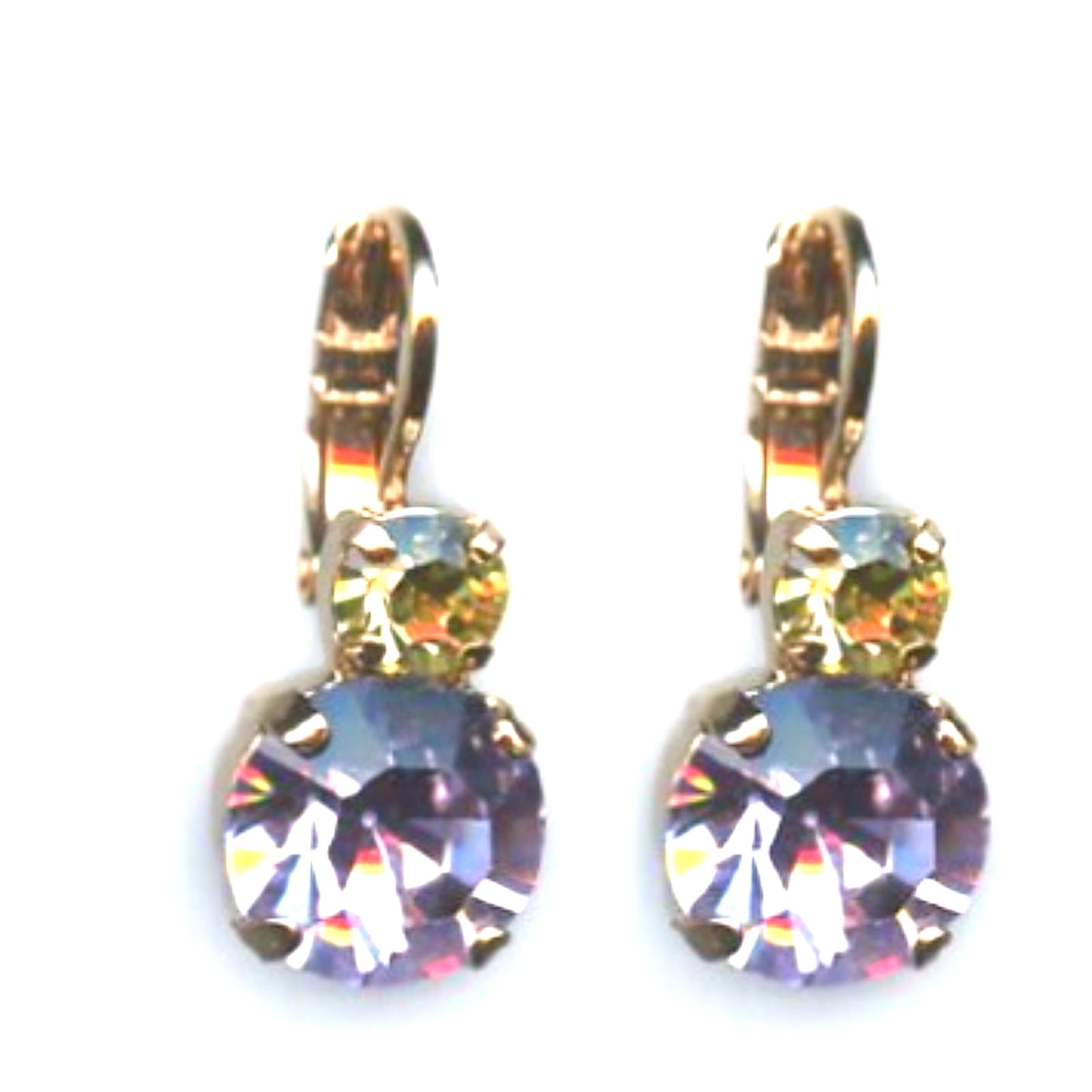 E-1062-1090-RG6 (1) Mariana Earrings Dainty Light Amethyst & Jonquil Austrian Crystals Gaea Odyssey 2018 Coll. - Image 1