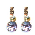 Mariana Earrings Dainty Light Amethyst & Jonquil  Austrian Crystals Gaea Odyssey 2018 Coll. - Image 2