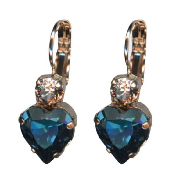 Mariana Earrings Heart Shaped in Montana Blue & Moonlight Austrian Crystals Blue Morpho My Butterfly Coll.