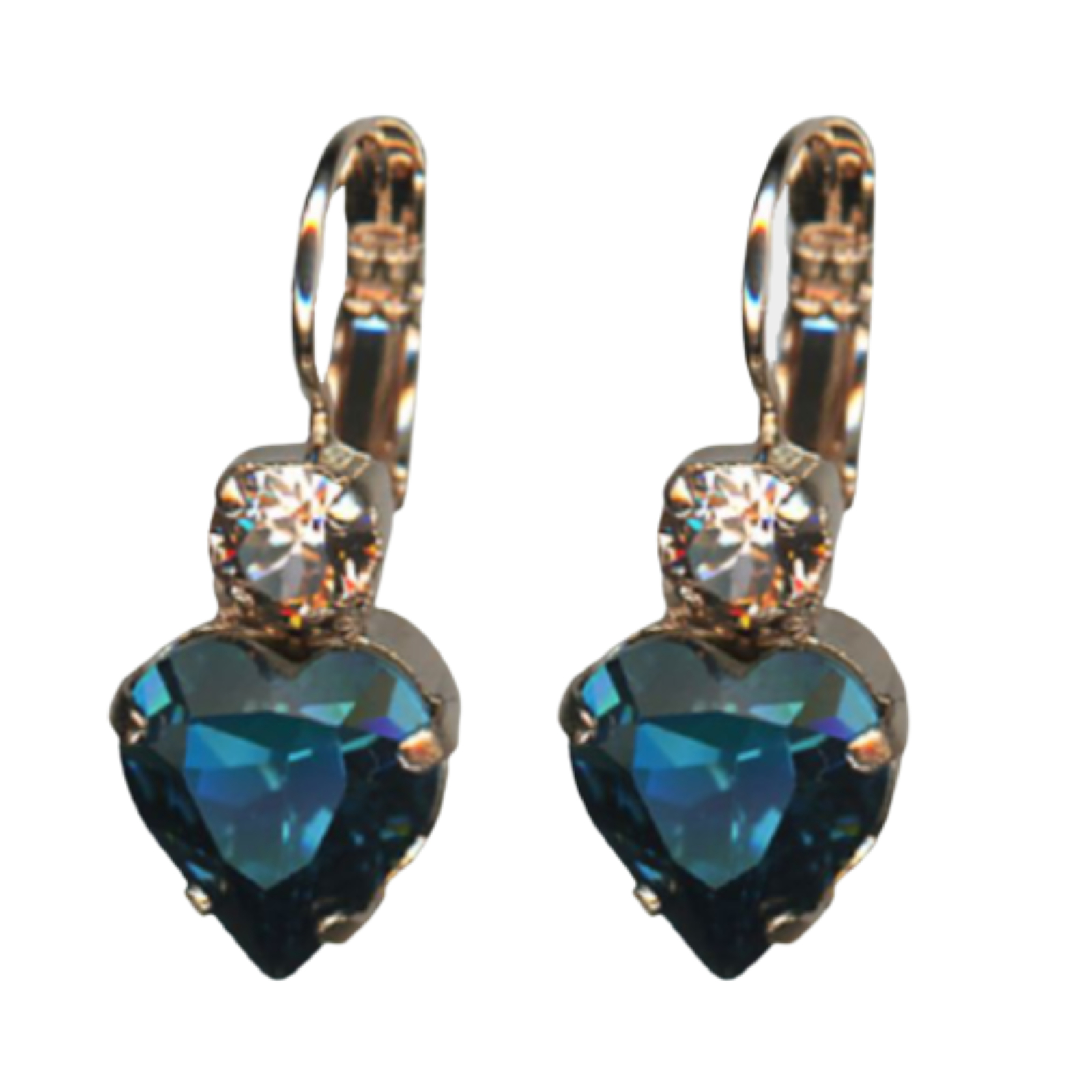 E-1100-3-1118-RG6(6) Mariana Earrings Heart Shaped in Montana Blue & Moonlight Austrian Crystals Blue Morpho My Butterfly Coll. - Image 1