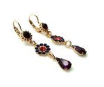 Mariana Earrings Dangling Floral in Purple Velvet, Peach & Ruby Austrian Crystals Xenia Odyssey 2018 Coll. - Image 2