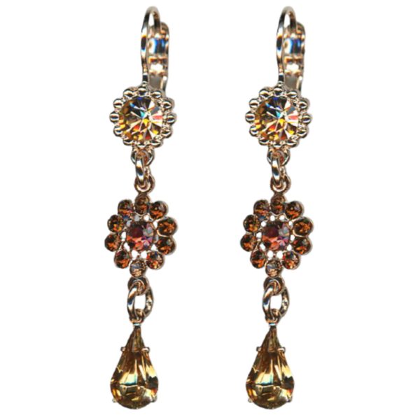 Mariana Earrings Glamorous Floral in Golden Shadow & Lt Smoked Topaz Austrian Crystals Euploea Core My Butterfly Coll.