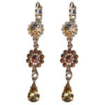 Mariana Earrings Glamorous Floral in Golden Shadow & Lt Smoked Topaz Austrian Crystals Euploea Core My Butterfly Coll. - Image 3