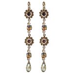 Mariana Earrings Dangling Floral Golden Shadow, Lt Smoked Topaz & Moonlight Austrian Crystals Euploea Core My Butterfly Coll. - Image 3