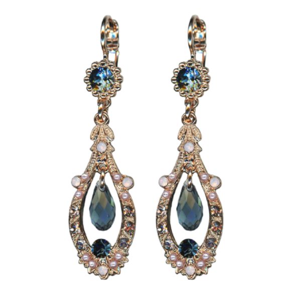 Earrings By Mariana Woman Elegant Montana Blue and Pearl Swarovski Crystals