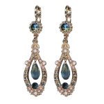 Earrings By Mariana Woman Elegant Montana Blue and Pearl Swarovski Crystals - Image 3