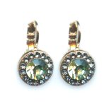 Mariana Earrings Adorable Chrysolite & Lt Sapphire Austrian Crystals Gaea Odyssey 2018 Coll.