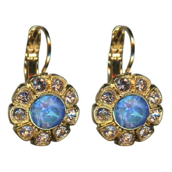 Mariana Earrings Sassy Floral in Blue Opal & Lt Peach Austrian Crystals Blue Morpho My Butterfly Coll.