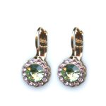 Mariana Earrings Dainty Floral in Chrysolite & Violet Austrian Crystals Gaea Odyssey 2018 Coll.