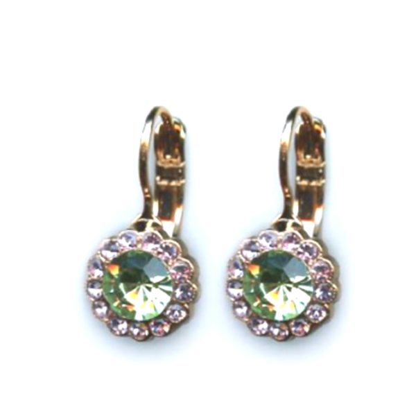 Mariana Earrings Dainty Floral in Chrysolite & Violet Austrian Crystals Gaea Odyssey 2018 Coll.
