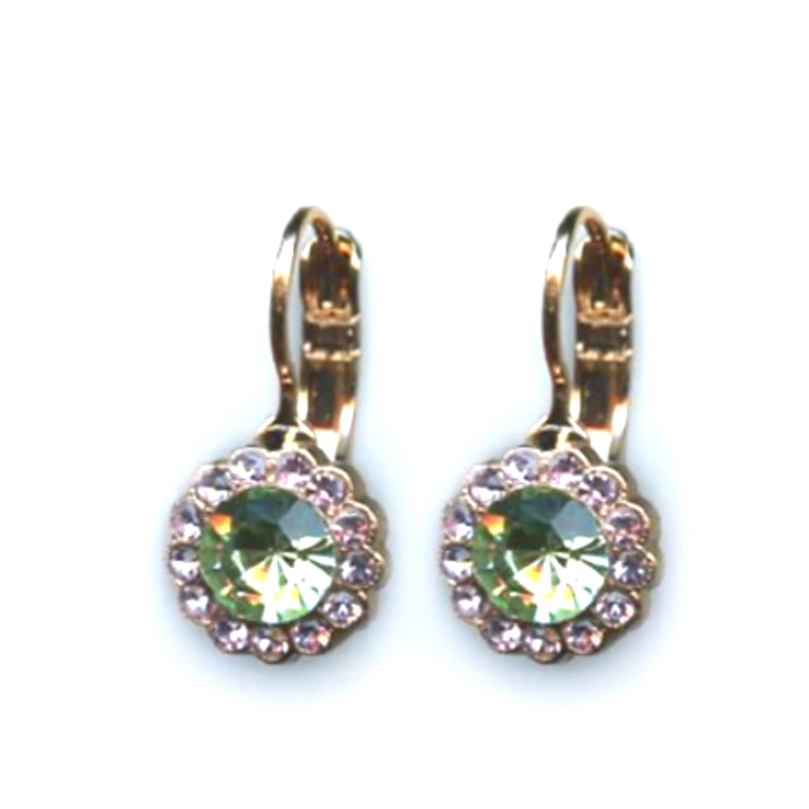 E-1133-1090-RG6 (1) Mariana Earrings Dainty Floral in Chrysolite & Violet Austrian Crystals Gaea Odyssey 2018 Coll. - Image 1