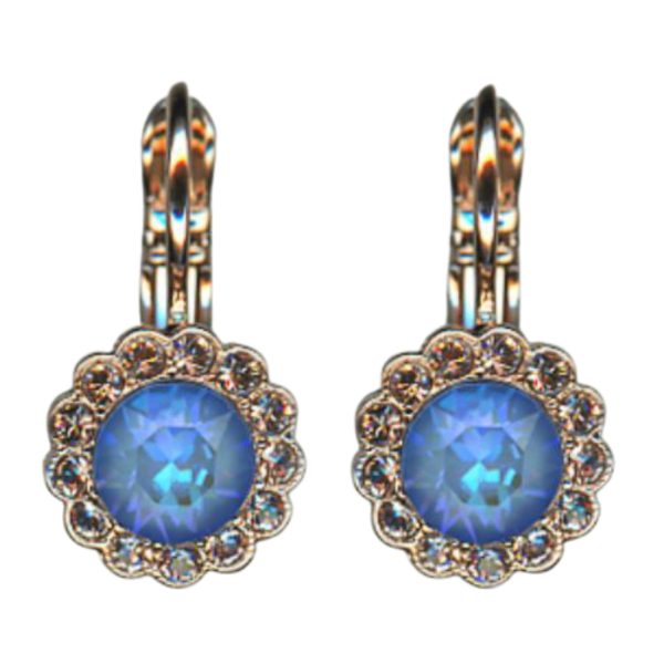 Mariana Earrings Charming Floral in Blue Opal & Lt Peach Austrian Crystals Blue Morpho My Butterfly Coll.