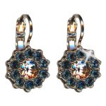 Mariana Earrings Dainty Floral in Montana Blue & Lt Peach Austrian Crystals Blue Morpho My Butterfly Coll.