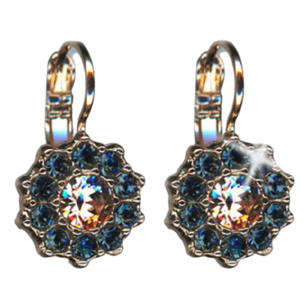 Mariana Earrings Dainty Floral in Montana Blue & Lt Peach Austrian Crystals Blue Morpho My Butterfly Coll.