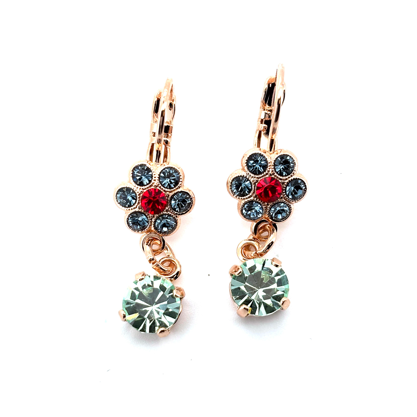 E-1173-3-1090-RG6 (4) Earrings By Mariana Woman Lovely Chrysolite and Lt. Sapphire Swarovski Crystals - Image 1