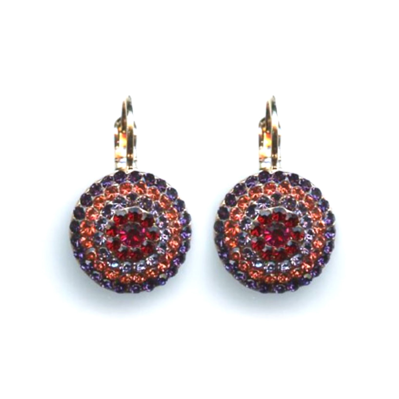 __E-1193-1091-RG6 (1) Mariana Earrings Beautiful Purples, Peach, Fuchsia & Siam Austrian Crystals Xenia Odyssey 2018 Coll. - Image 1