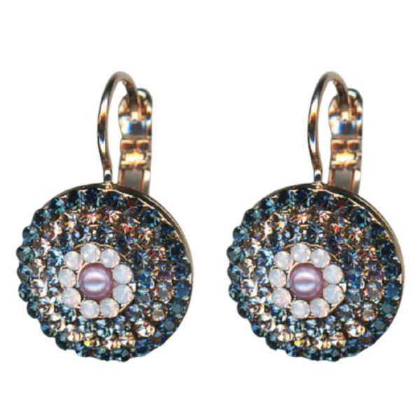 Mariana Earrings Beautiful Montana Blue, Lt Peach, Pink Pearl & Pink Opal Austrian Crystals Blue Morpho My Butterfly Coll.