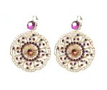 Mariana Earrings Boho Chic Purples, Peach, Fuchsia & Siam Austrian Crystals Xenia Odyssey 2018 Coll. - Image 2