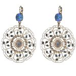 Mariana Earrings Boho Chic in Montana Blue, Peach & Caribbean Blue Opal Austrian Crystals Blue Morpho My Butterfly Coll.
