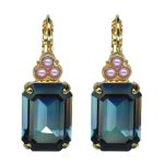 Mariana Earrings Glamorous Montana Blue & Pink Pearl Austrian Crystals Blue Morpho My Butterfly Coll. - Image 2