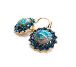Earrings By Mariana Woman Floral Opal Mineral and Montana Blue Swarovski Crystals - Image 2