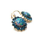 Earrings By Mariana Woman Floral Opal Mineral and Montana Blue Swarovski Crystals - Image 3