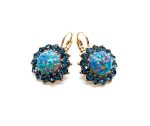 Earrings By Mariana Woman Floral Opal Mineral and Montana Blue Swarovski Crystals