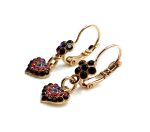 Mariana Earrings Heart & Floral Dangling in Purples, Peach & Siam Austrian Crystals Xenia Odyssey 2018 Coll. - Image 2
