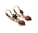 Mariana Earrings Heart & Floral Dangling in Purples, Peach & Siam Austrian Crystals Xenia Odyssey 2018 Coll. - Image 3
